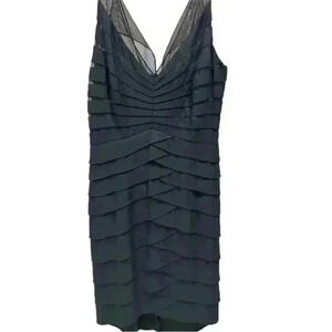 - Chetta B Black Silk Tiered Cocktail Dress Size 6P,  Pre-Owned